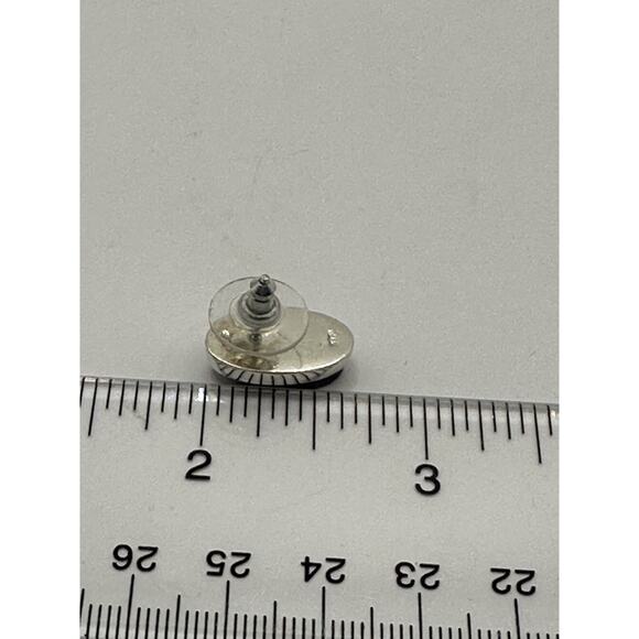 Vintage Chevron Amythest Sterling Silver Oval Post Earrings .75 Inch - Picture 6 of 8